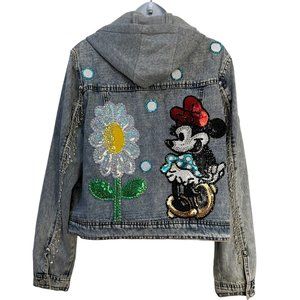 (H-217) Minnie Mouse Embellished Denim Jacket Size XL